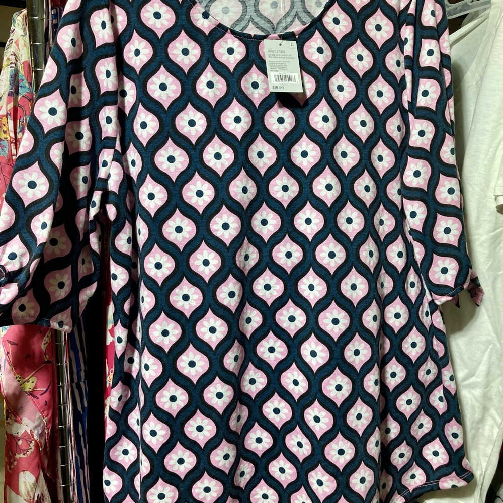 Patterned Pink and Blue Women's Top